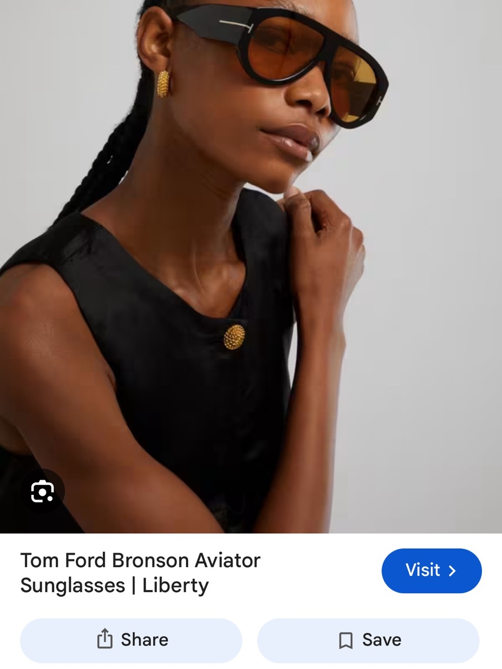 Tom Ford Bronson Aviator Sunglasses - Black Frame with Amber Lenses